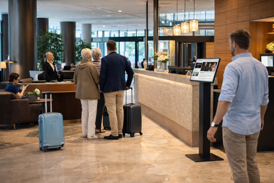 Touchskjerm for arrangementer i hotellobby