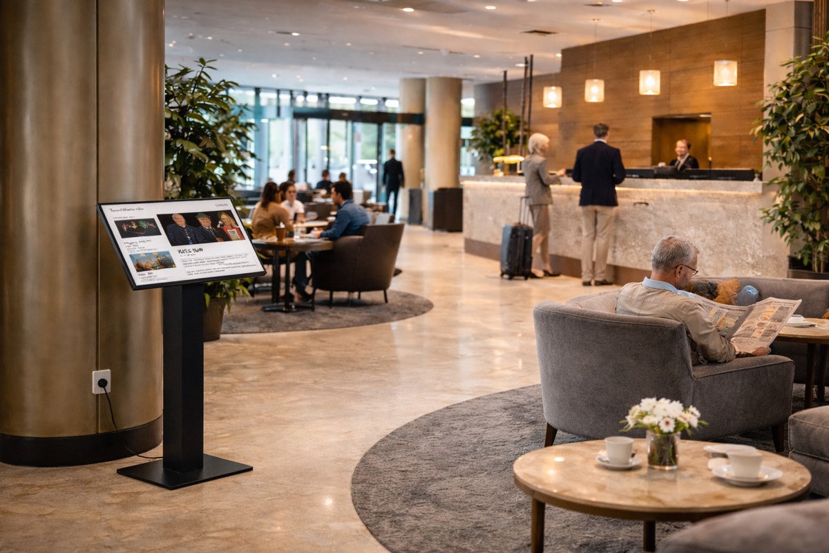 Touchskjerm for arrangementer i hotellobby