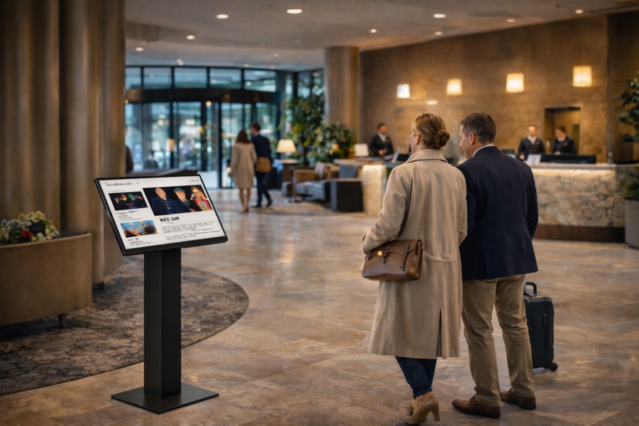 Touchskjerm for arrangementer i hotellobby