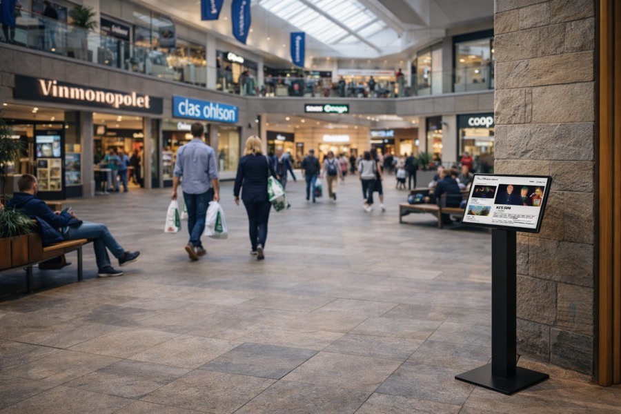 Touchskjerm for arrangementer i kjøpesenter